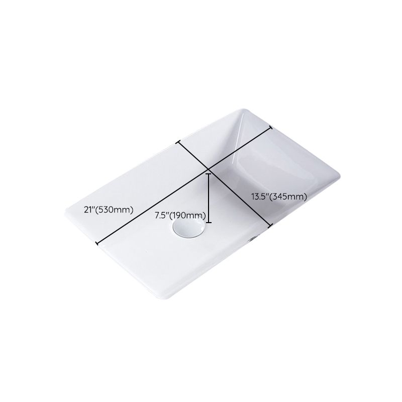 Traditional Undermount Bathroom Sink Porcelain Rectangular with Basin Basin Sink Only