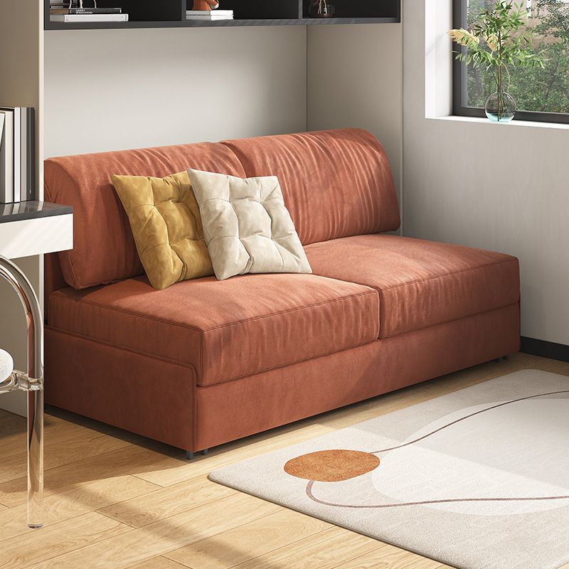 33.46" H Armless Sleeper Glam Styled Sleeper Sofa Bed in Orange