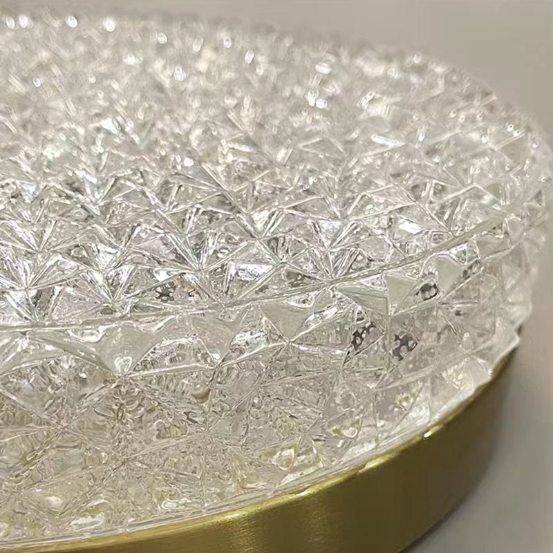 Modern Metal Ceiling Light Circle Shape Flush Mount with Glass Shade for Living Room