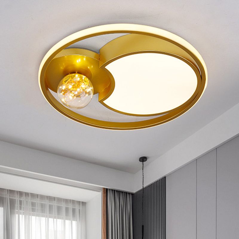 Metal Circle Ceiling Lighting Nordic Style LED Gold Close to Ceiling Lamp