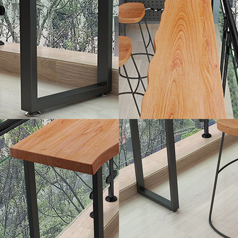 Brown Modern Style Table Solid Wood and Iron Coffee Shop Bar Table