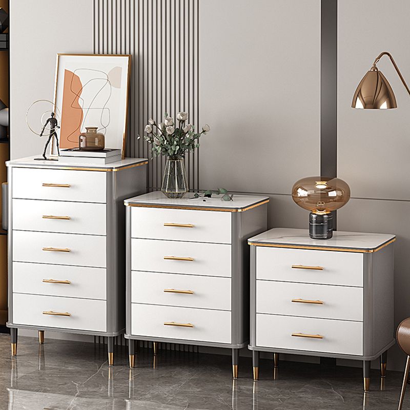 Glam Bedroom Stone Storage Chest Vertical Chest with Drawers