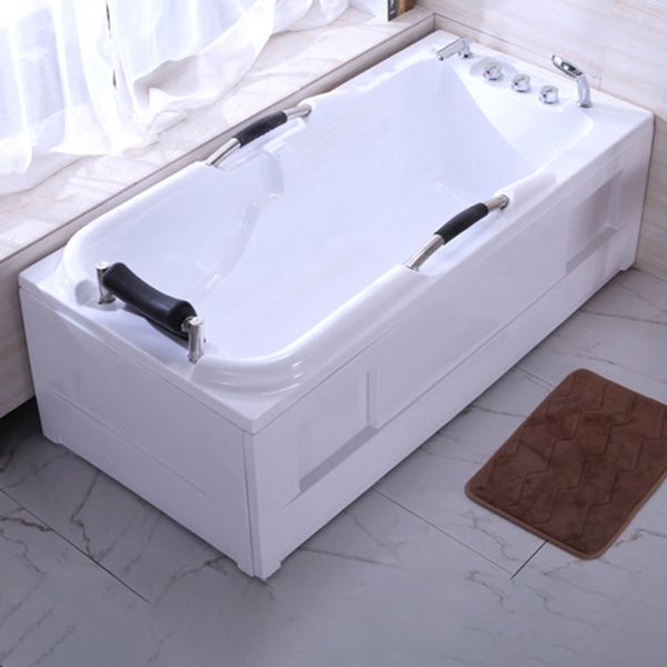 Acrylic Rectangular Freestanding Bath Soaking 29.53-inch Tall Bathtub in White
