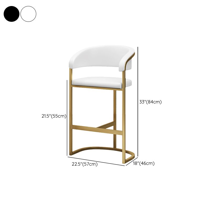 Glam Armrest Backrest Counter Stool Iron Bar Stool with Leather Cushion and Pedal