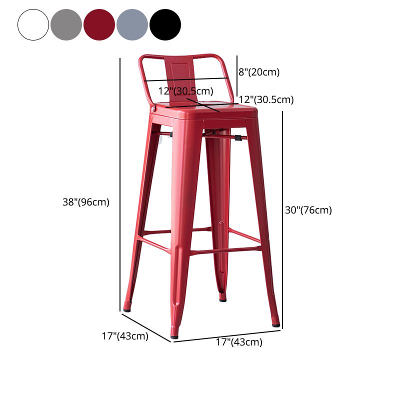 Taburete de bar industrial con respaldo, taburete de bar de metal y cuero con patas de hierro
