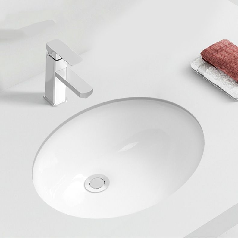 Contemporary Round Wash Stand Ceramic Undermount Bathroom Sink