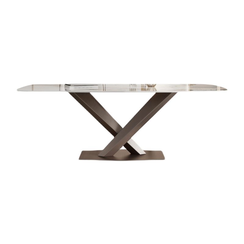 Metal Mesa de comedor de piedra sinterizada de metal tradicional de lujo para cocina y comedor