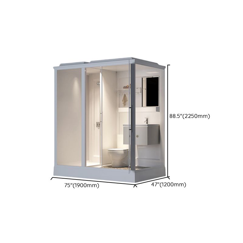 White Shower Stall Framed Single Sliding Rectangle Shower Kit