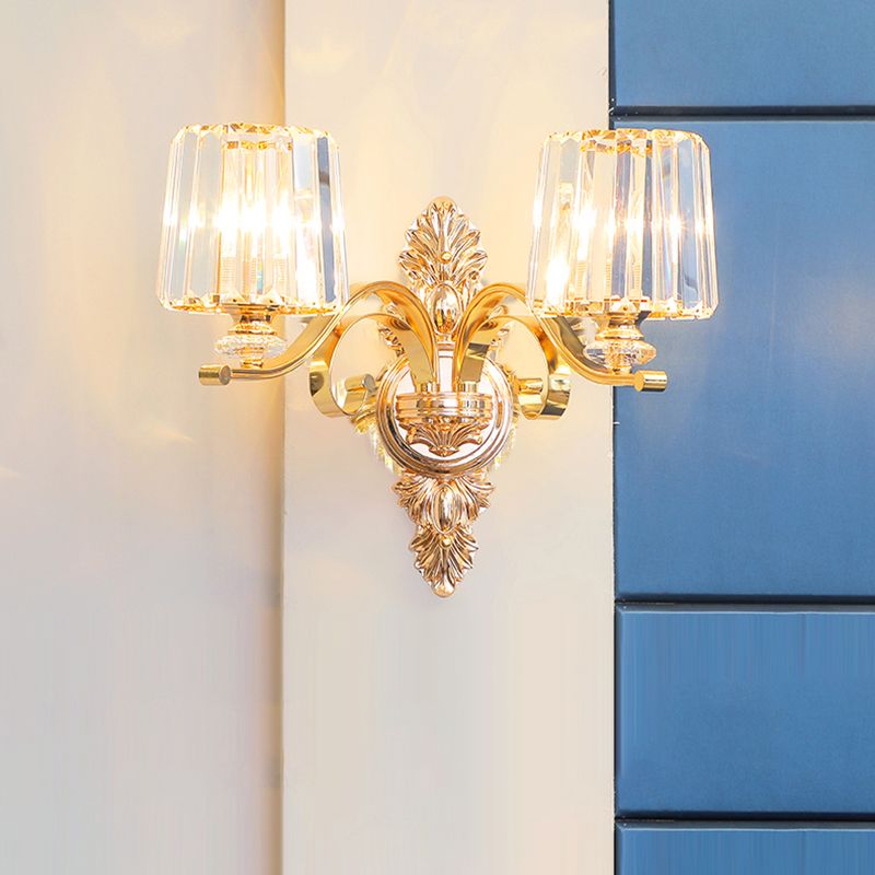 Golden 1/2-Light Modern Wall Mounted Sconce LED Crystal Wall Light