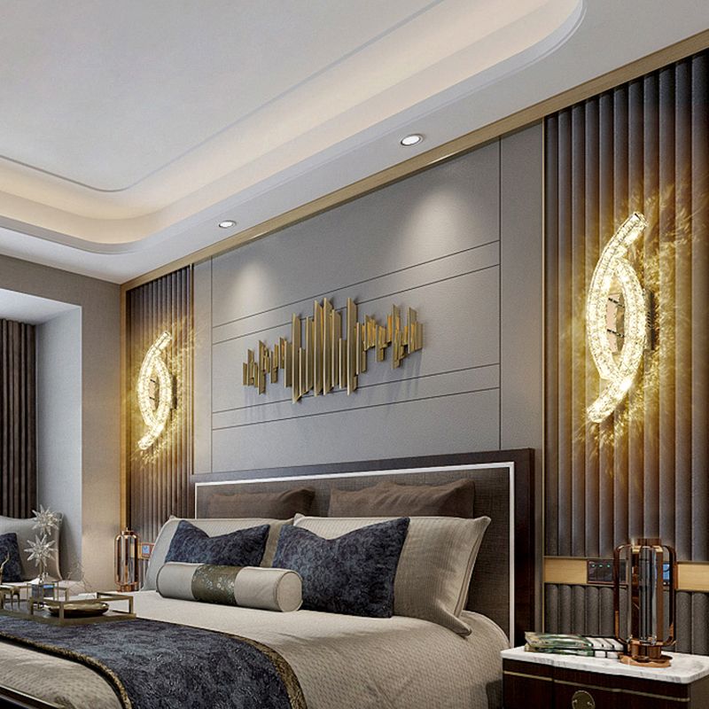 Eigentijdse bladwandlamp Licht bevestiging K9 kristal woonkamer led wand gemonteerde lamp in roestvrijstalen