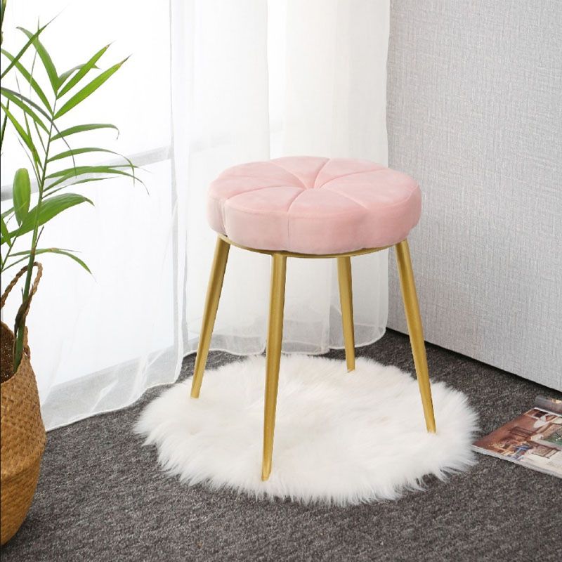 Velvet Upholstered Ottoman Velvet Colored Flower Shape Metal Frame Ottoman