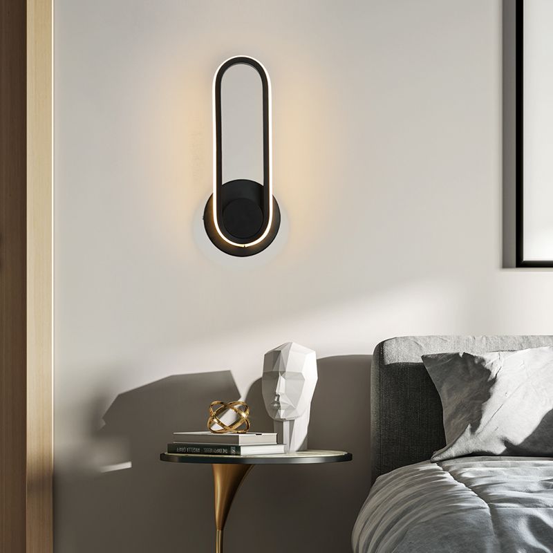 Simplicità moderna a parete ovale Light Sconce Sconcetti da parete in alluminio per camera da letto
