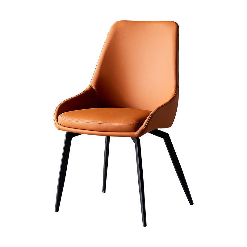 Hedendaagse metalen eetkamerstoelen faux lederen eetkamerstoelen (set van 4)