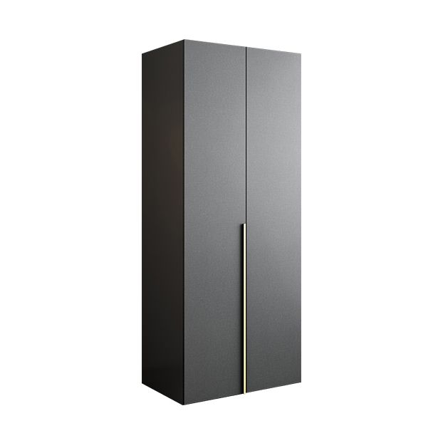 Black Storage Cabinet with Garment Rod Modern Manufactured Wood Cabinet for Bedroom