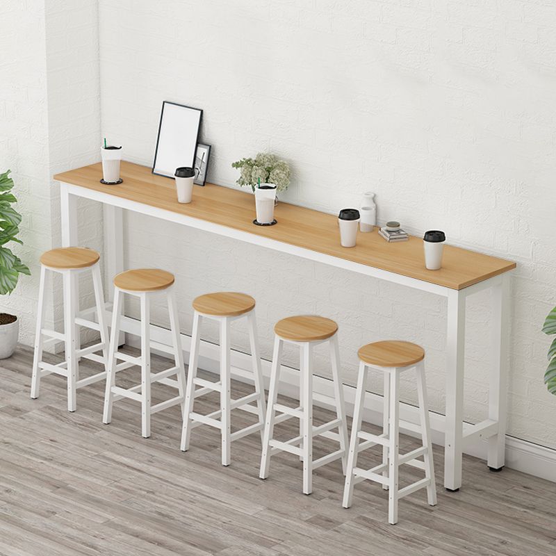 Modern Artificial Wood Bar Table Rectangle Table Metal Base for Cafe