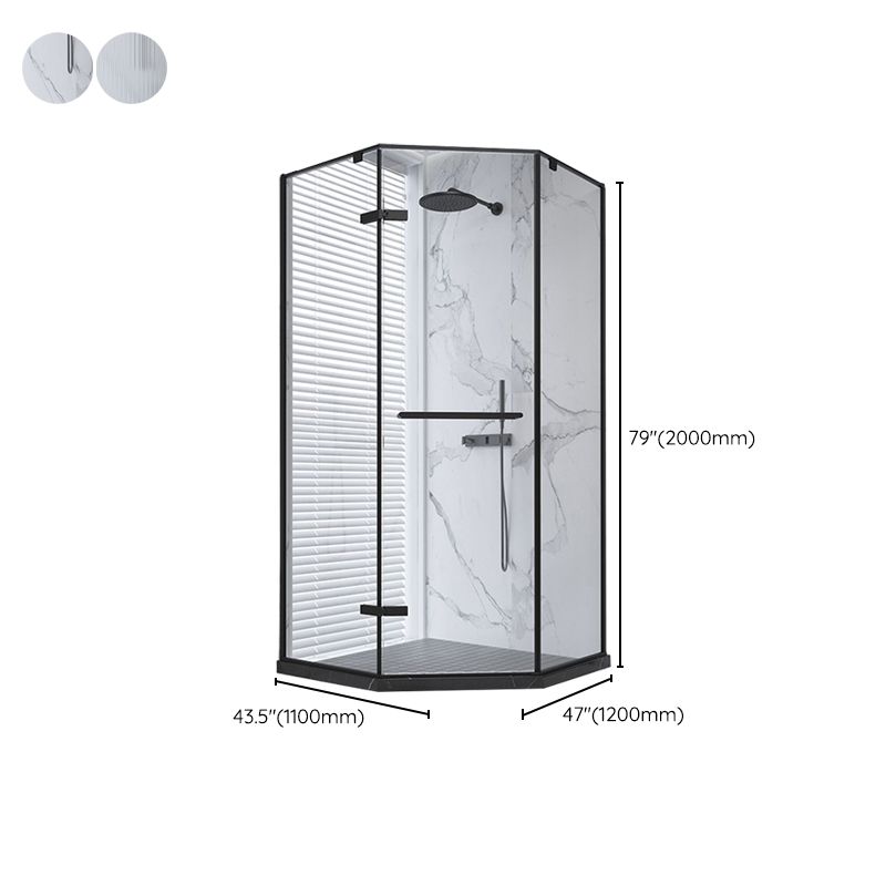 Black Neo-Angle Shower Enclosure Semi Frameless Door Hinged Shower Room