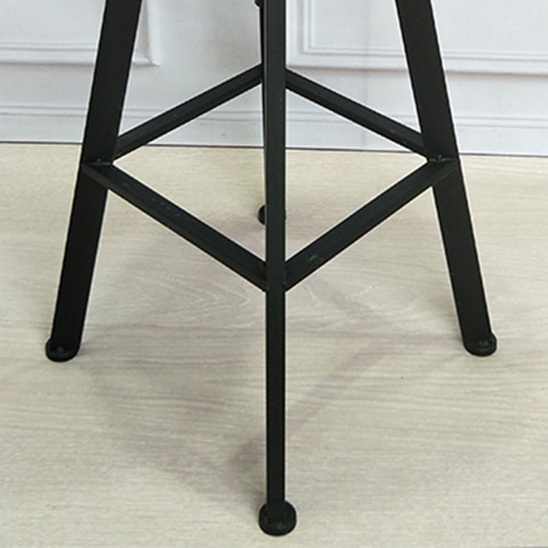 Industrial Metal Barstool Faux Leather Upholstered Counter Stool in Matte Finish