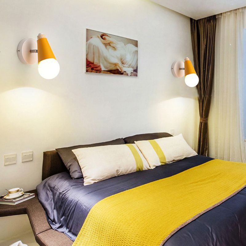 1-Light Geometric Shade Wall Sconce Modren Nordic Macarons Style Metal Wall Lighting