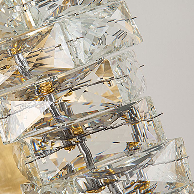 Modern Unique Shape Wall Mount Light Fixture Crystal Sconce Lamp in Gold