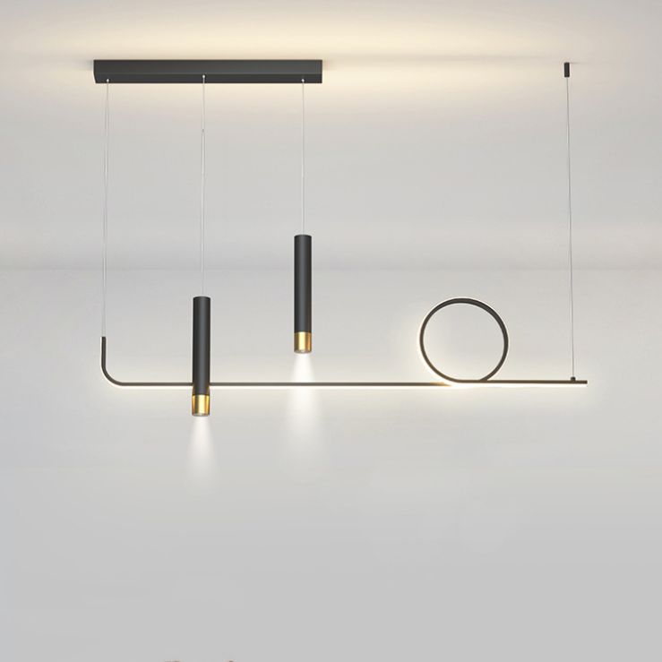 Silica Gel Linear LED Island Light in Modern Concise Style Aluminium Pendant Light for Dining Room