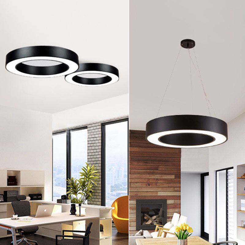 Scatto rotondo a sospensione a sospensione Luce Light Metal LED Modern Down Lighting Ciondolo in nero