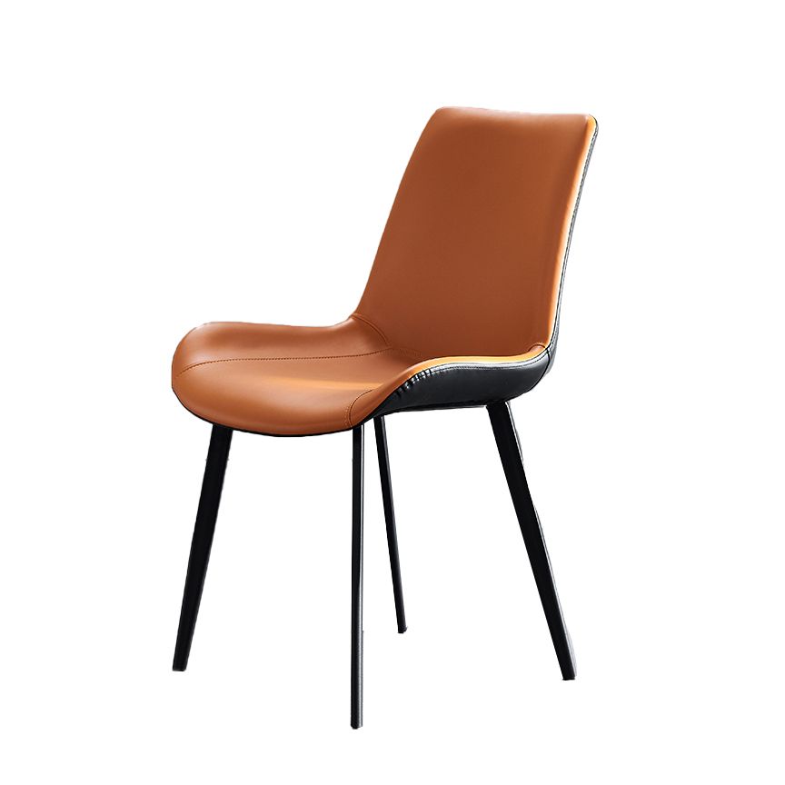 Industrial Dining Faux Leather Chair Indoor Black Metal Legs Dining Chair