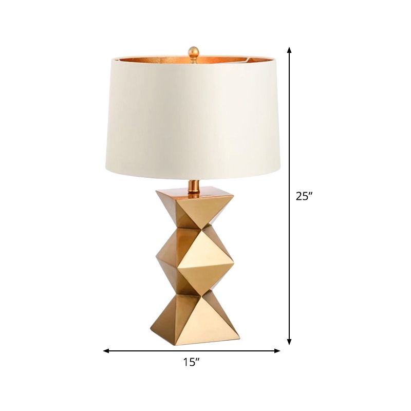 Drum Fabric Tafellamp Eigentijds 1 Kops Wit Leesboeklicht voor Slaapkamer
