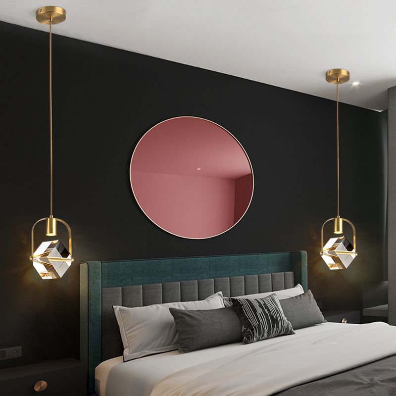 Geometrieform Kristall Anhänger Licht moderner Stil 1 Licht hängende Leuchte in Gold