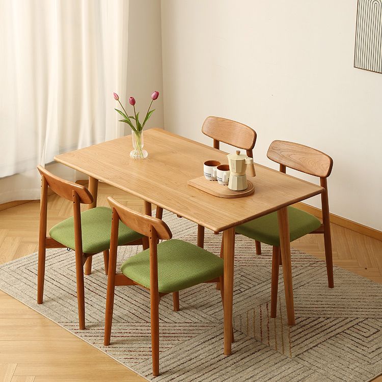 Mid-Century Modern Dining Table Rectangle Solid Wood Dining Table with 4 Legs