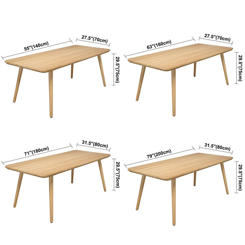 Contemporary Kitchen Khaki Dining Table Solid Wood Rectangle Dining Table with 4 Legs Base