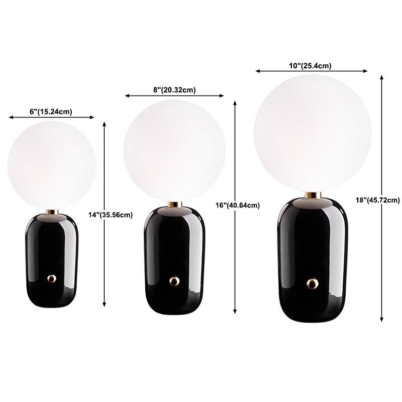 Round Glass Shade Table Light Simplicity Style Night Table Lamp for Bedroom
