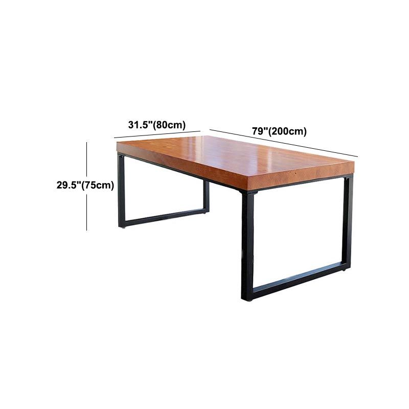 Solid Wood Top Table Rectangle Pine Wood Table with Sled Base