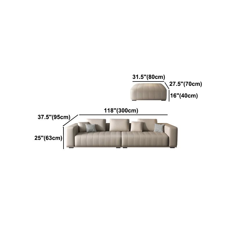 Cream Faux Leather Square Arm Sofa/Sectionals with water proof for Living Room