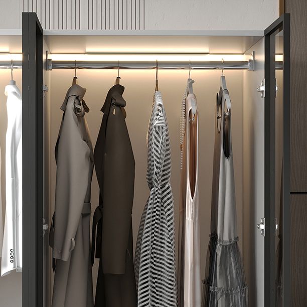 Modern Wood Frame Wardrobe Armoire Freestanding Wardrobe with 3 Self Close Drawers