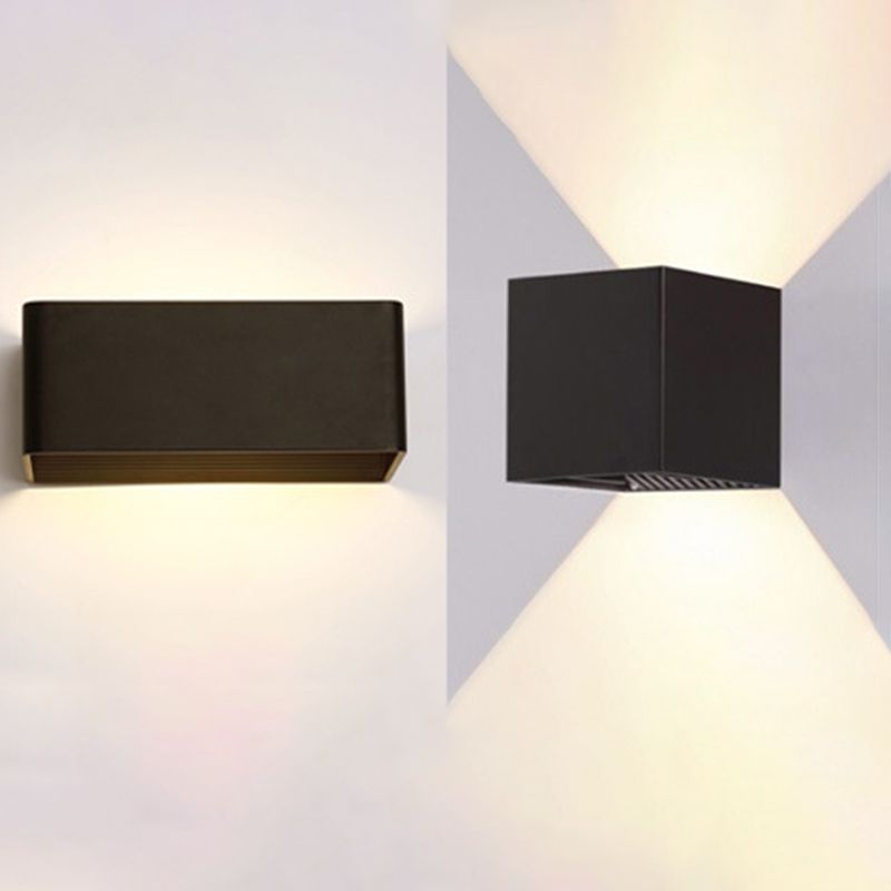 2-Lights Geometric Wall Sconce Modern Simple Style Metal Wall Lighting in Black