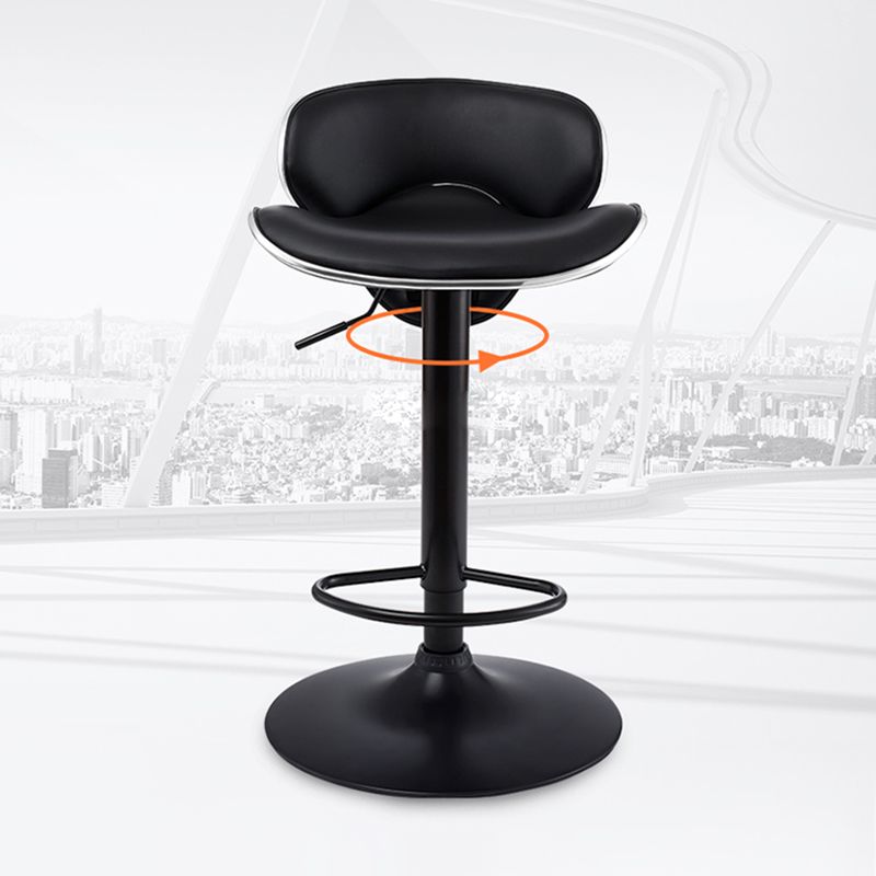 Taburete de bar moderno ajustable, respaldo, taburete de bar de cuero con giro en negro