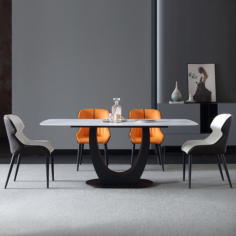 Industrial Rectangle Dining Table Sintered Stone Table with Metal Leg for Home