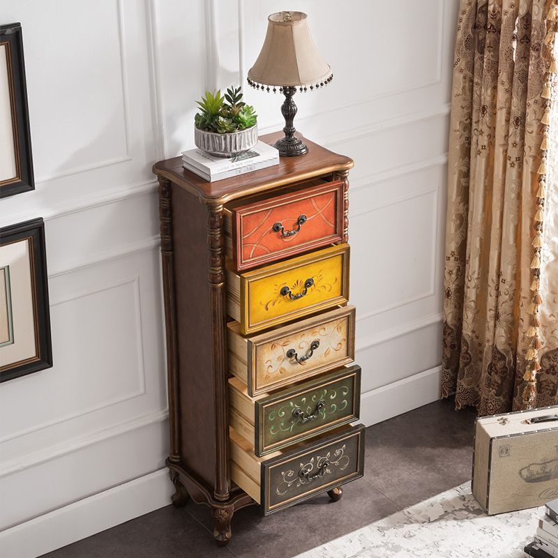 Rustic Wood Chest Vertical Chest with 3/4/5 Drawers for Bedroom