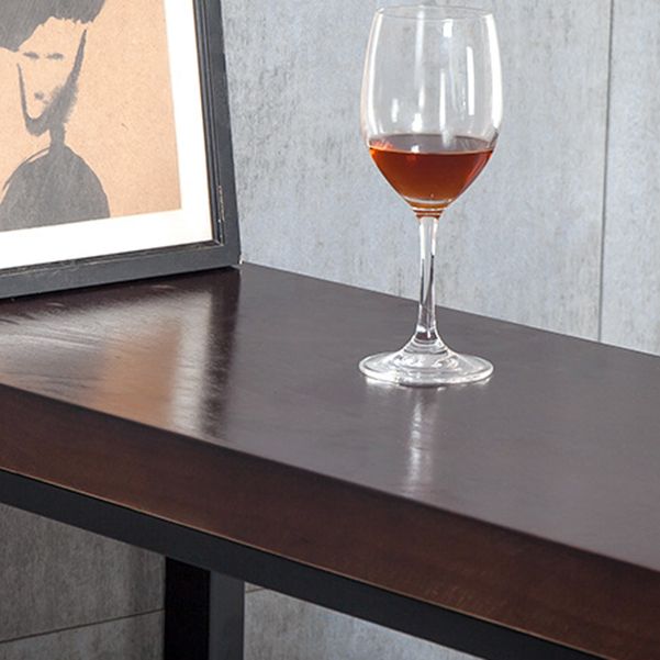 Indoor Brown Wood Bistro Table Modern Rectangle Footrest Cocktail Bar Table