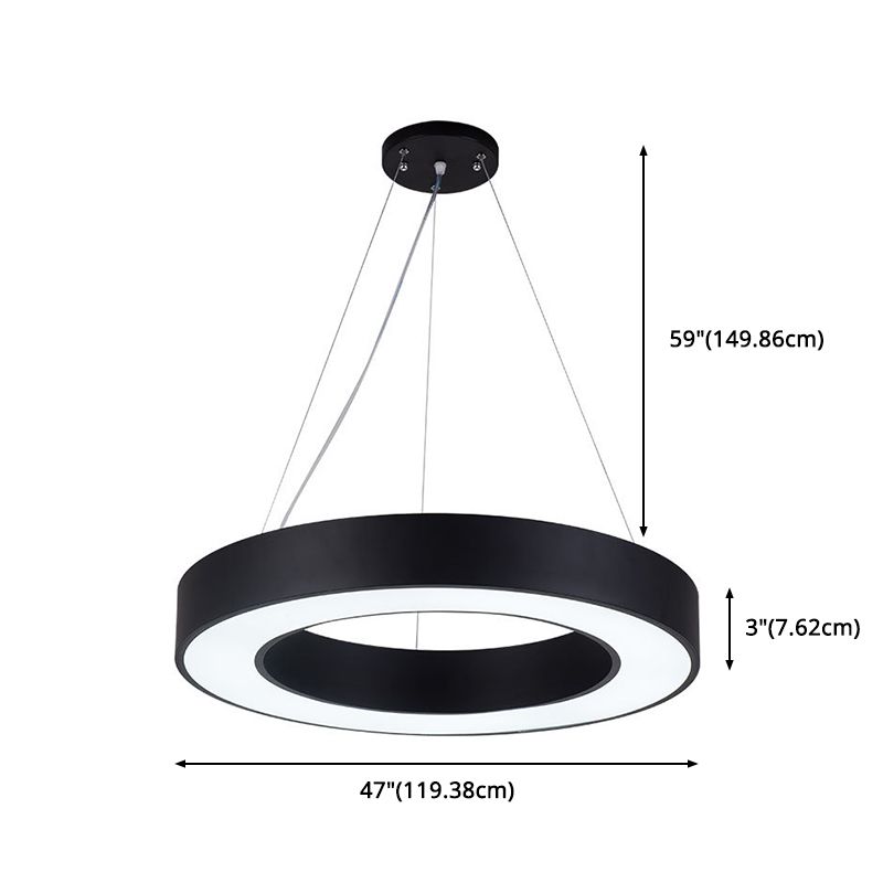 Scatto rotondo a sospensione a sospensione Luce Light Metal LED Modern Down Lighting Ciondolo in nero