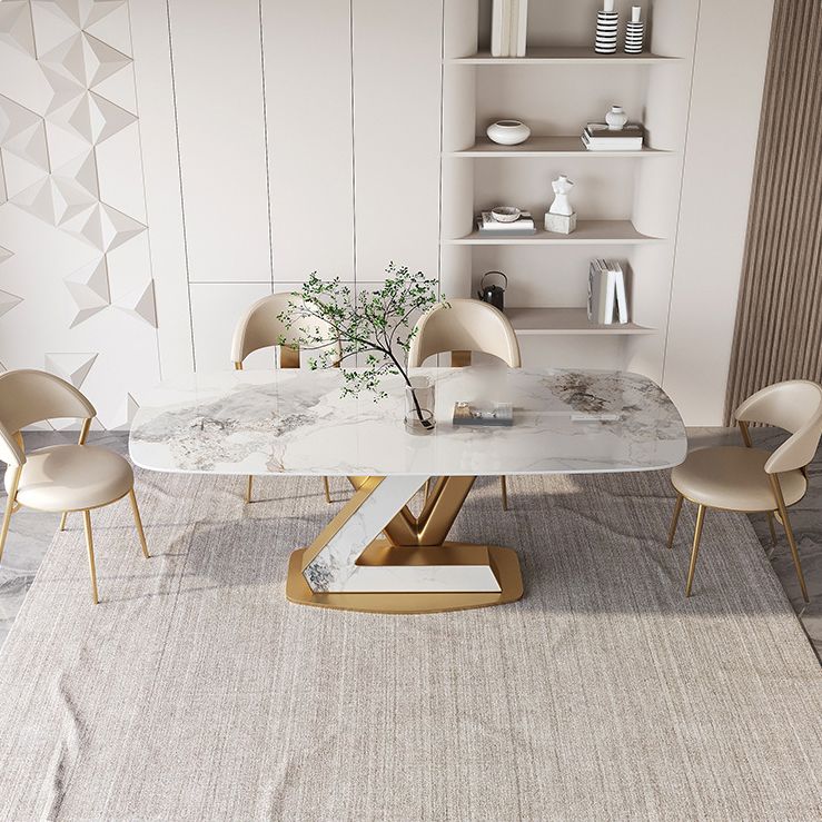 Stone Dining Table Set 1/4/5/7 Pcs Modern Dining Table with Armless Chairs