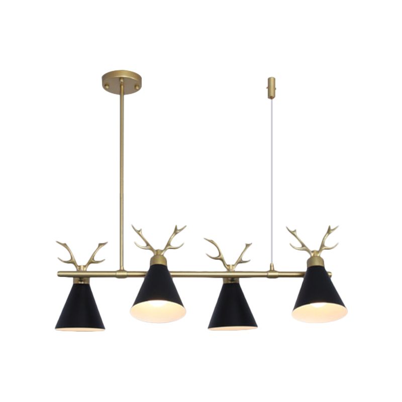 Restaurant Antler Design Island Lighting Metal Triple Light Light Nordic Black / Gris / White Chandelier