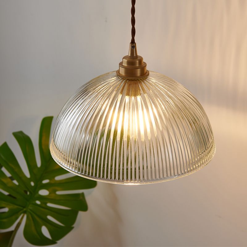 1-Light Dome Hanging Lamp Kit Industrial Glass Pendant Light for Dining Room