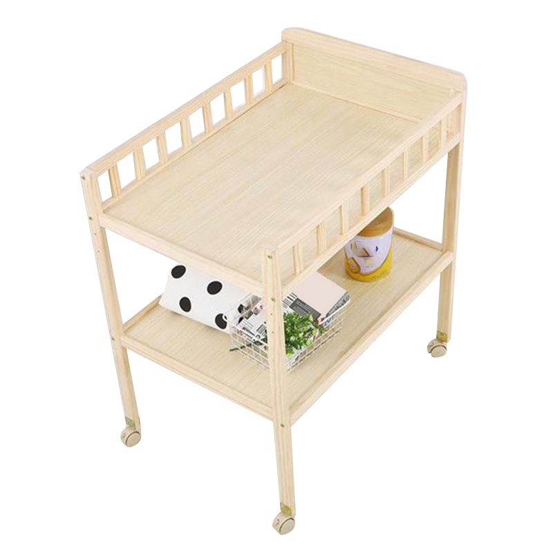 Wooden Shelf Changing Table Storage Flat Top Baby Changing Table with Pad