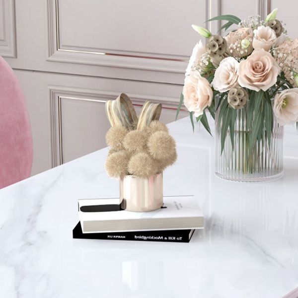 Glam Rectangle Dining Table Set 1/2/5 Pieces Dinette Set with White Sintered Stone Top