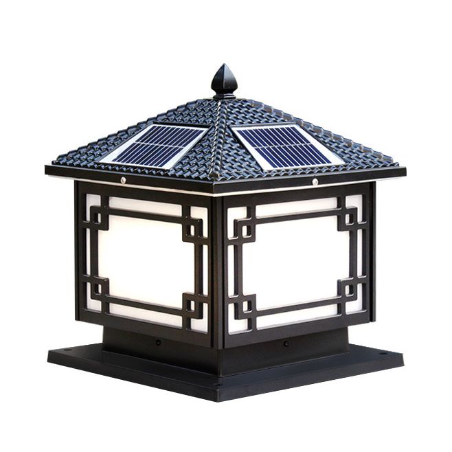 Household Pillar Lamp Creative Solar Lamp with Acrylic Shade for Backyard