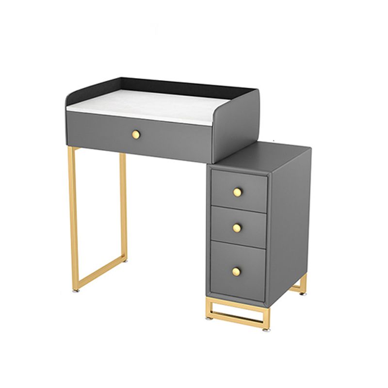 Glam Slate Top Vanity Table with 4 Drawer Dressing Table in Grey