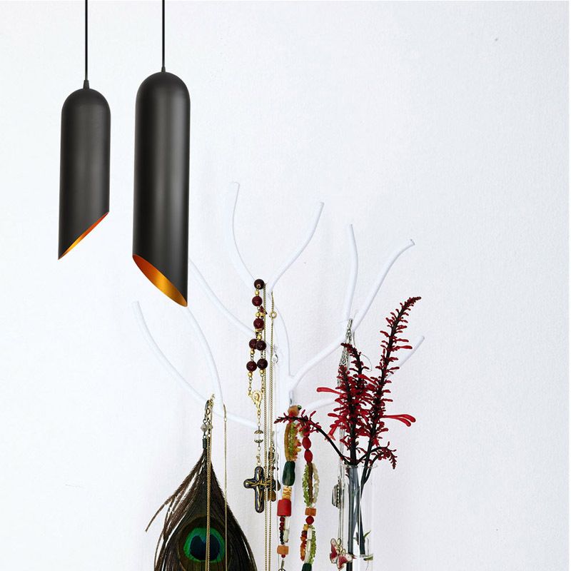 Métal de style post-moderne Lumière suspendue à 1 Light Frosted Black Bedroom Pendant avec 39,3 "Fil de suspension réglable