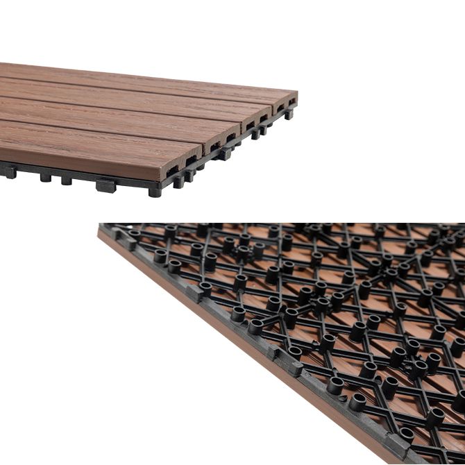 Tradition Square Wood Tile Wire Brushed Brown Engineered Wood for Patio Garden