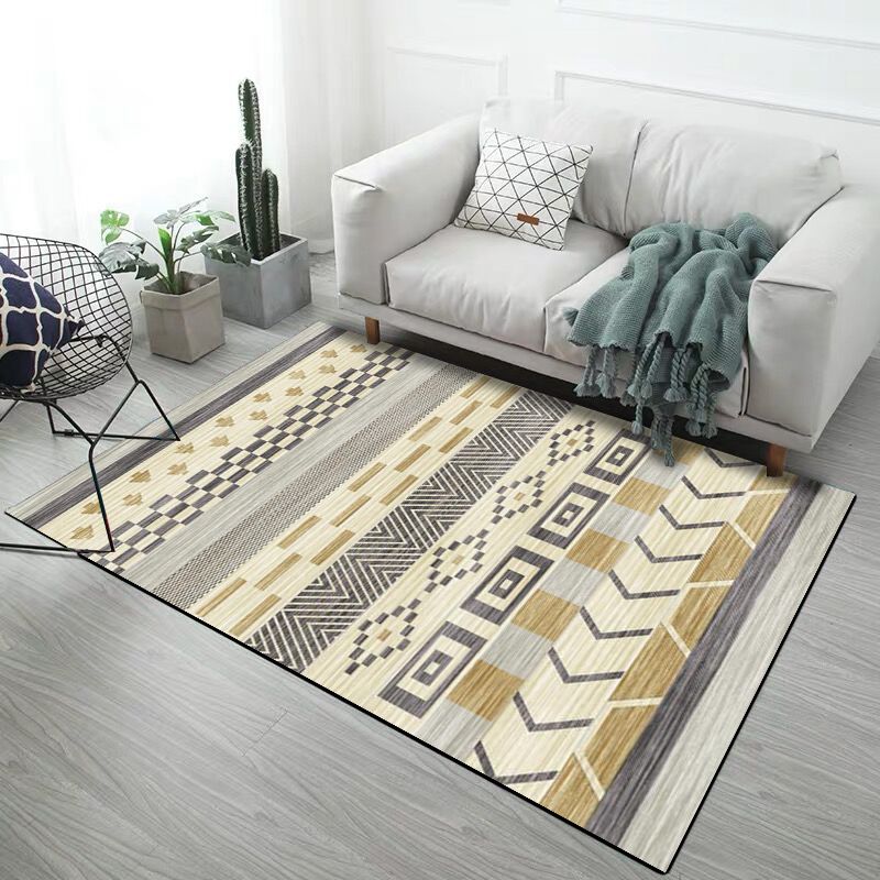 Alfombra estampada bohemia alfombra alfombra de poliéster interior alfombra del área de respaldo sin deslizamiento para sala de estar